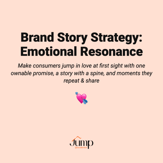 Brand story strategy for emerging beauty brands: Emotional Resonance resource cover by Jump Accelerator