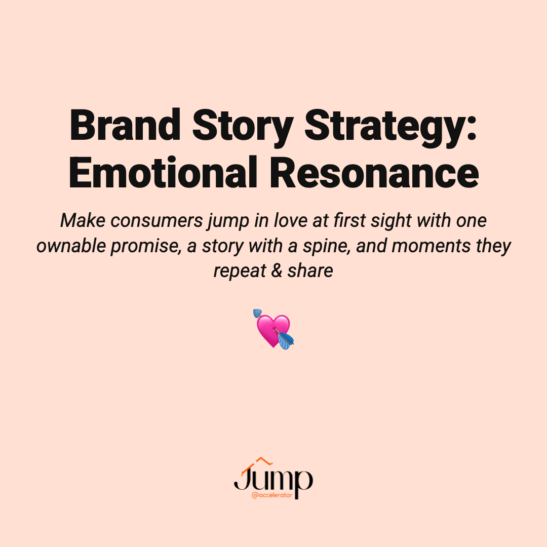 Brand story strategy for emerging beauty brands: Emotional Resonance resource cover by Jump Accelerator