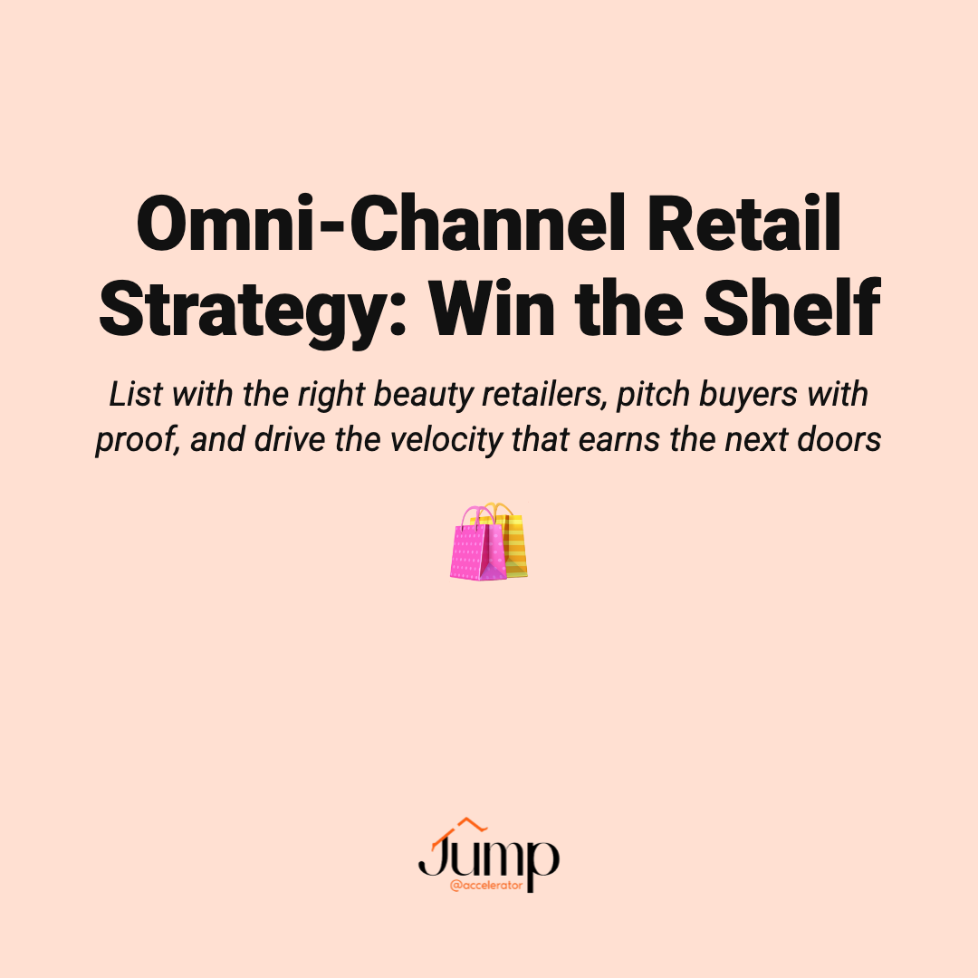 Omni-channel beauty retail strategy for emerging brands: Win the Shelf resource cover by Jump Accelerator